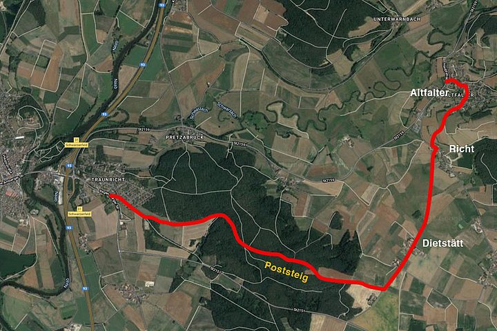 Google Maps Altfalter Traunricht Tourenplan Poststeig Sindelsberg Tourenplan von Altfalter nach Traunricht mit Google Maps