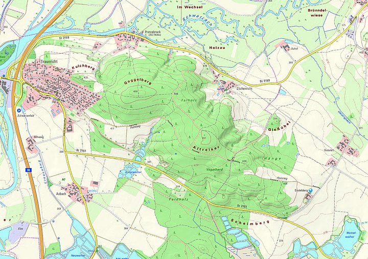 Topografische Karte BayernAtlas Sindelsberg Traunricht Topografische Karte vom Poststeig aus BayernAtlas